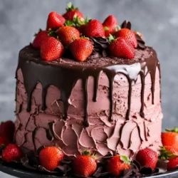 Strawberry Dark Chocolate Truffle Cake